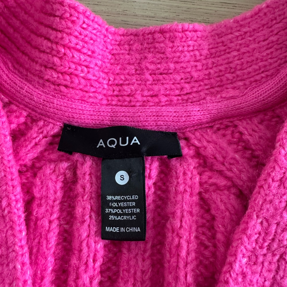Aqua Bright Pink Ribbed Cardigan - Picture 3 of 5
